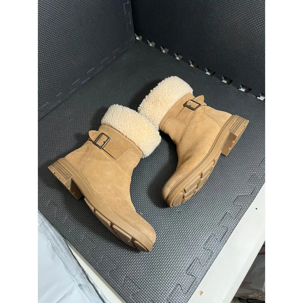 UGG 1120773 Harrison Cuff Suede‎ Boots Ladies Size 9.5 Chestnut Waterproof 3217
